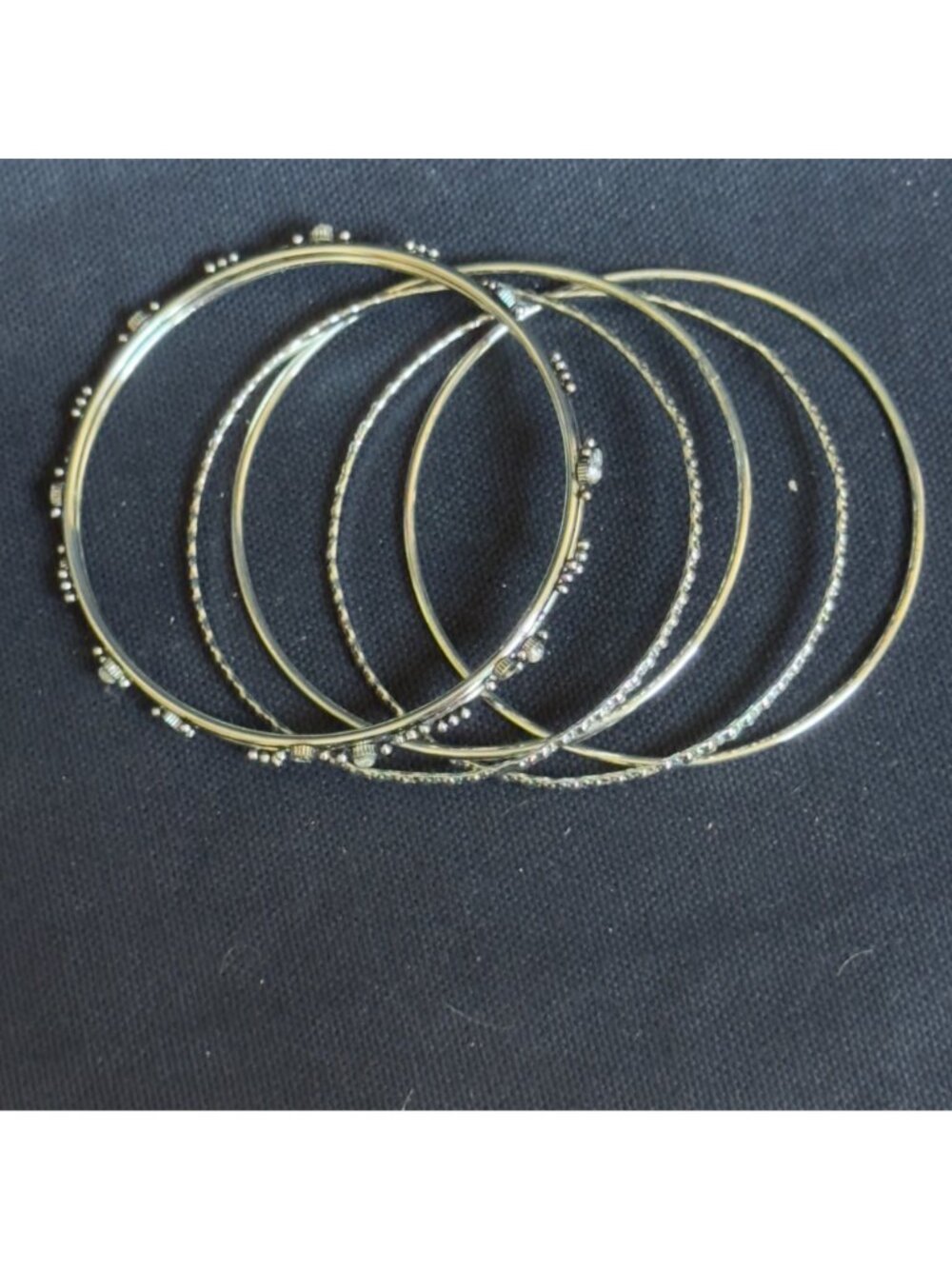 Set Of Six Silver-Tone Rhinestone Embellished Bangle Bracelets